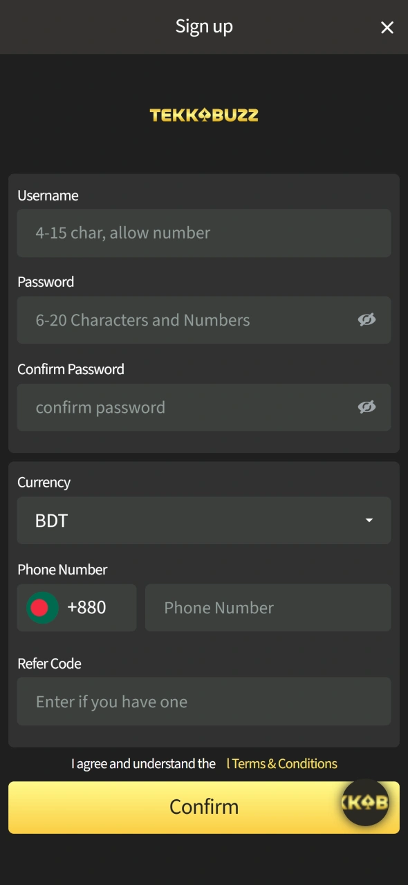 Get your account in few taps at TekkaBuzz app.