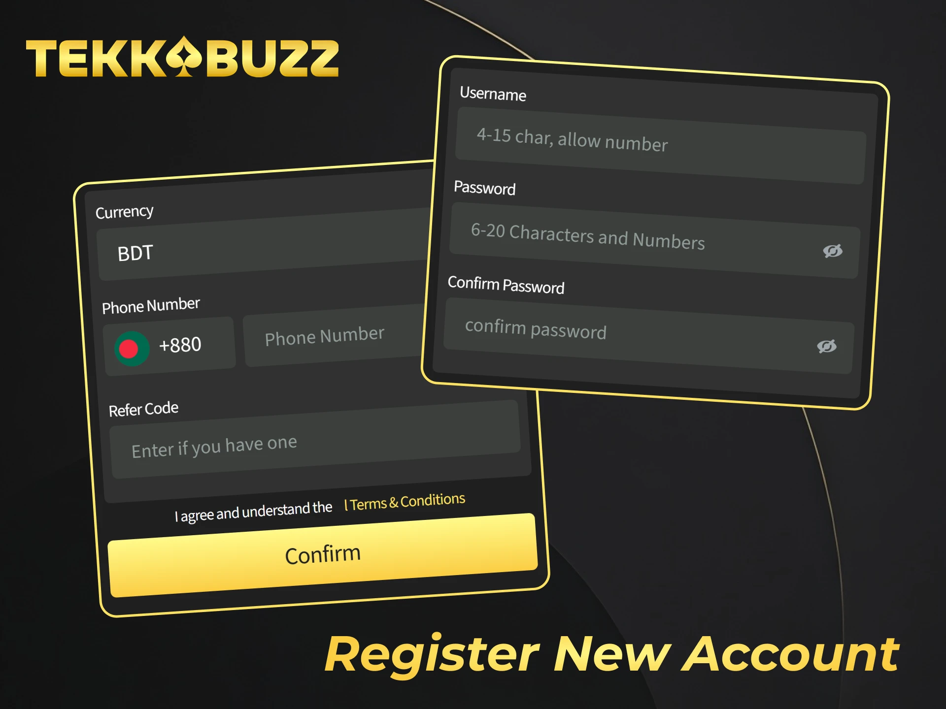Create your account in few second at TekkaBuzz app.